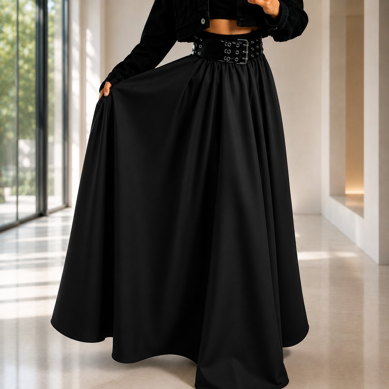 Dlouhá sukně - maxi sukně BOROS-SK-L-BLACK 05